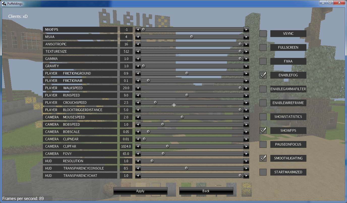 the options menu with a lot of developer settings